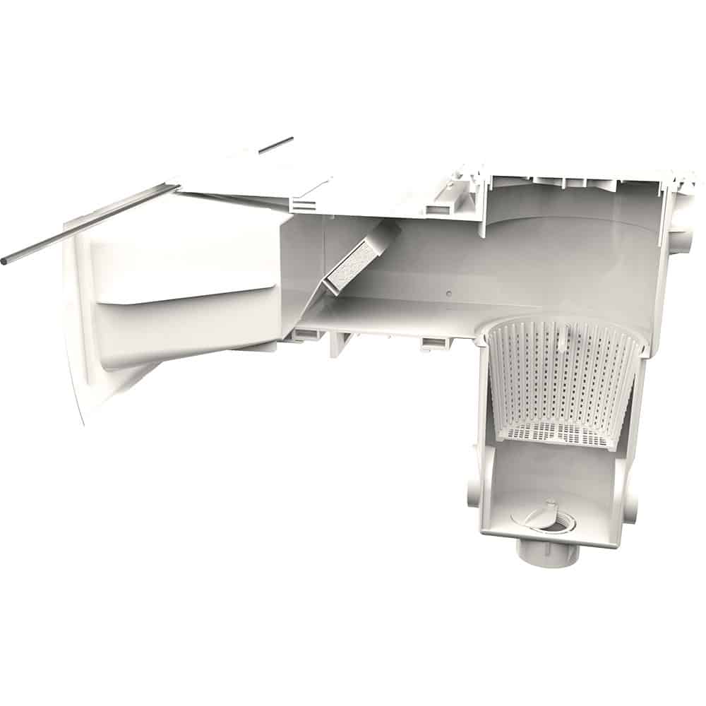 Skimmer BWT myPOOL P-GM-Long pour paroi bois 45mm, blanc